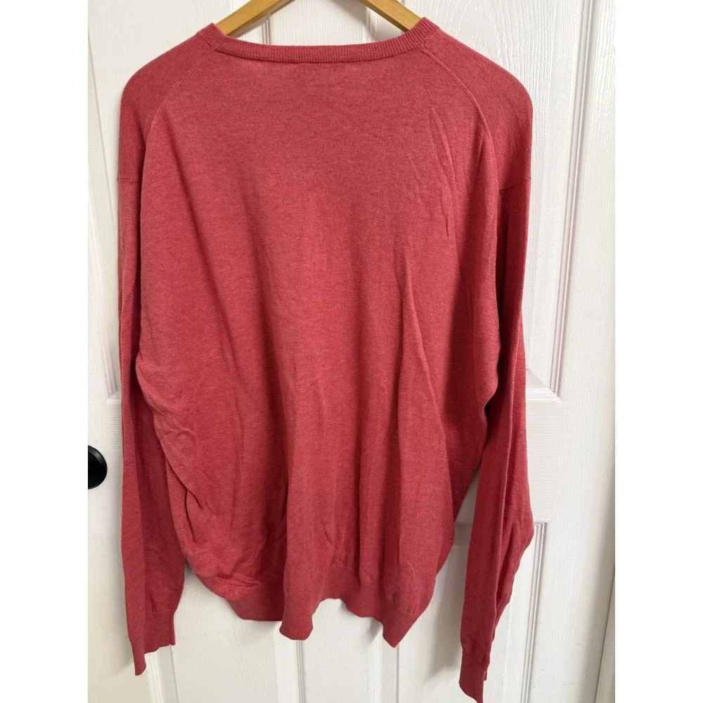 Peter Millar Crown Soft Sweater Men's L Red Pullover Cotton Silk Buisness Casual